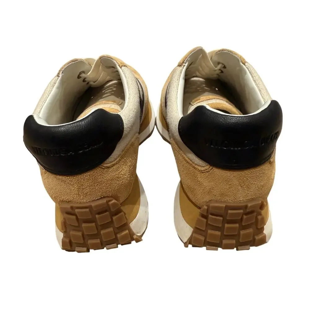 Veronica Beard Retro Runner Canvas Suede Sneaker Tan Cream Black Size 11 - Picture 3 of 8